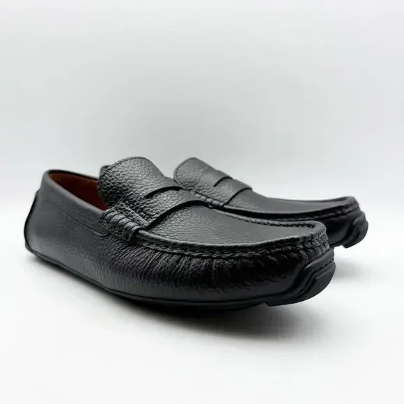 Coach Mens Luca Driver Loafer US 7.5 EU 40.5 Black Leather Slip On Round Toe NIB